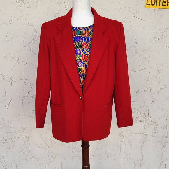 Vintage Red Wool Blend Worthington Blazer - Picture 1 of 5